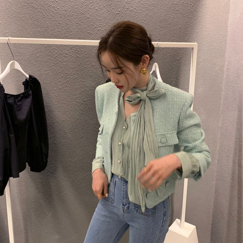 韓劇氣質小姊姊領帶上衣