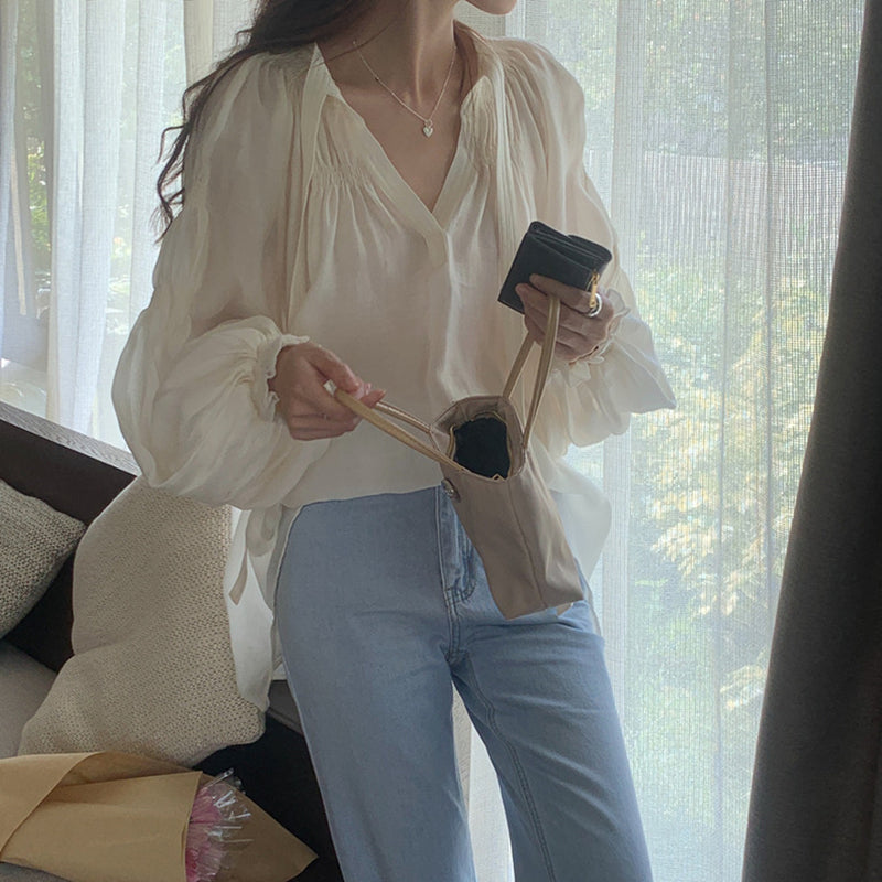 浪漫大澎袖抓褶上衣