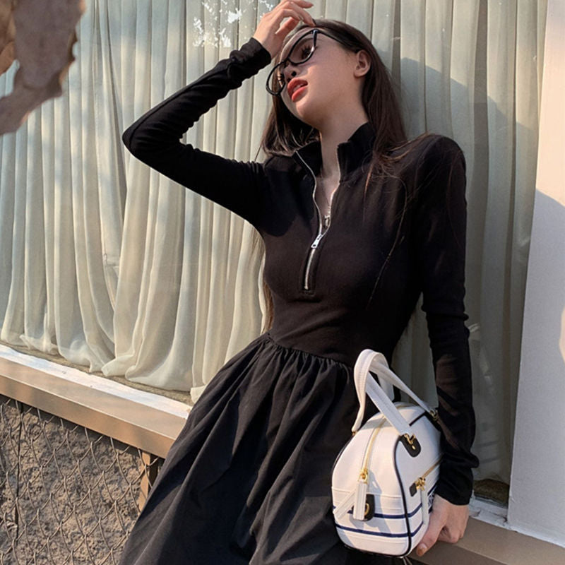簡單出片好搭拉鍊洋裝