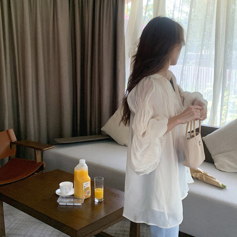 浪漫大澎袖抓褶上衣