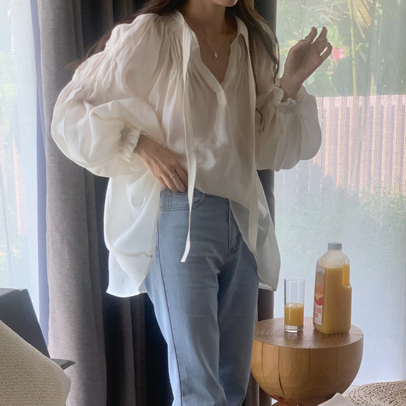浪漫大澎袖抓褶上衣