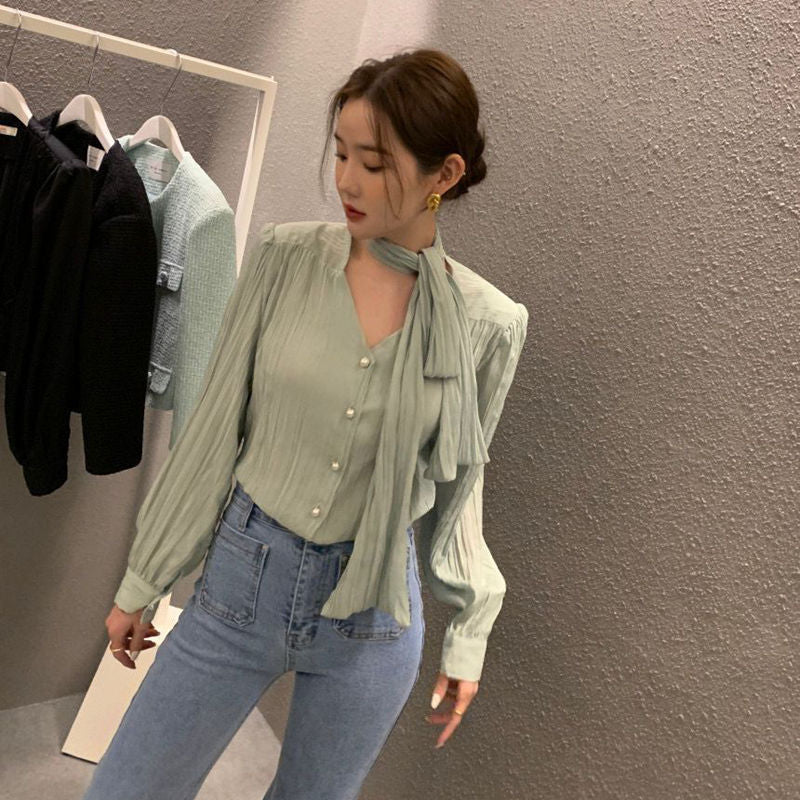韓劇氣質小姊姊領帶上衣