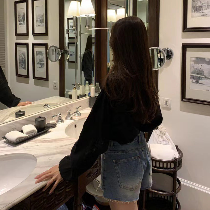 氣質V領泡泡袖娃娃襯衫