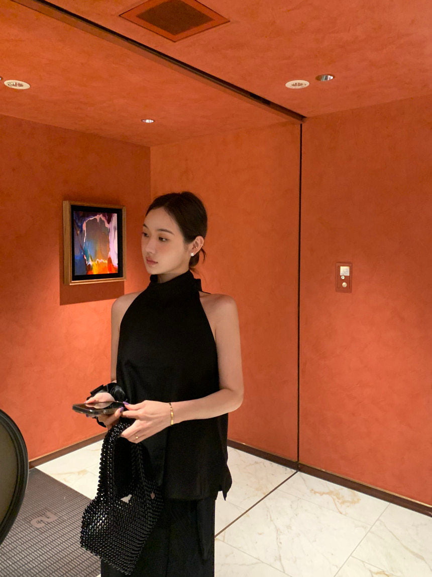立領後飄帶名媛感上衣