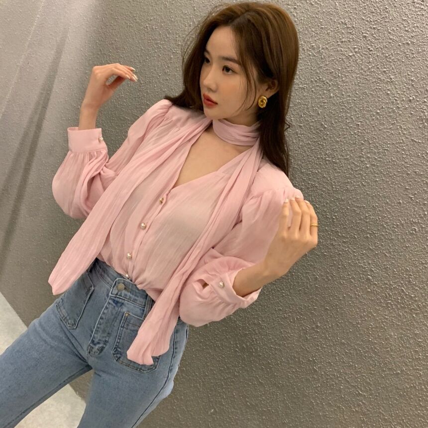 韓劇氣質小姊姊領帶上衣