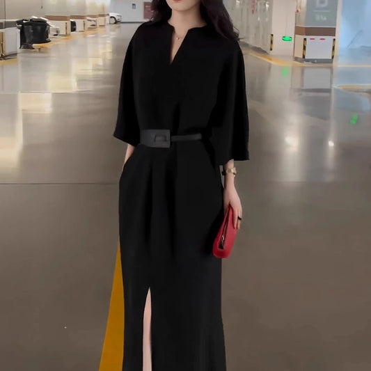 簡約優雅腰帶洋裝