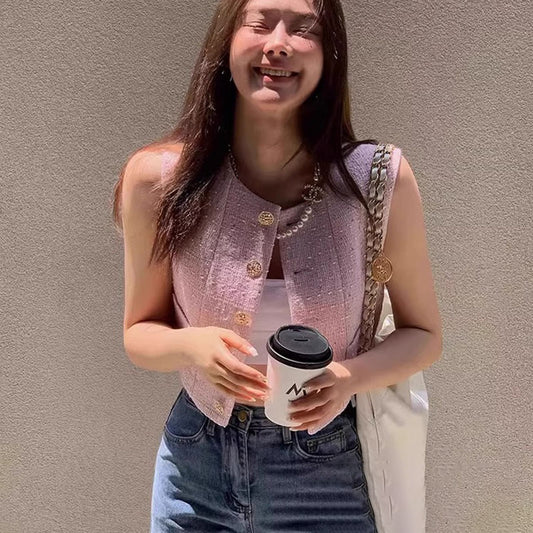 優雅甜心粉色背心