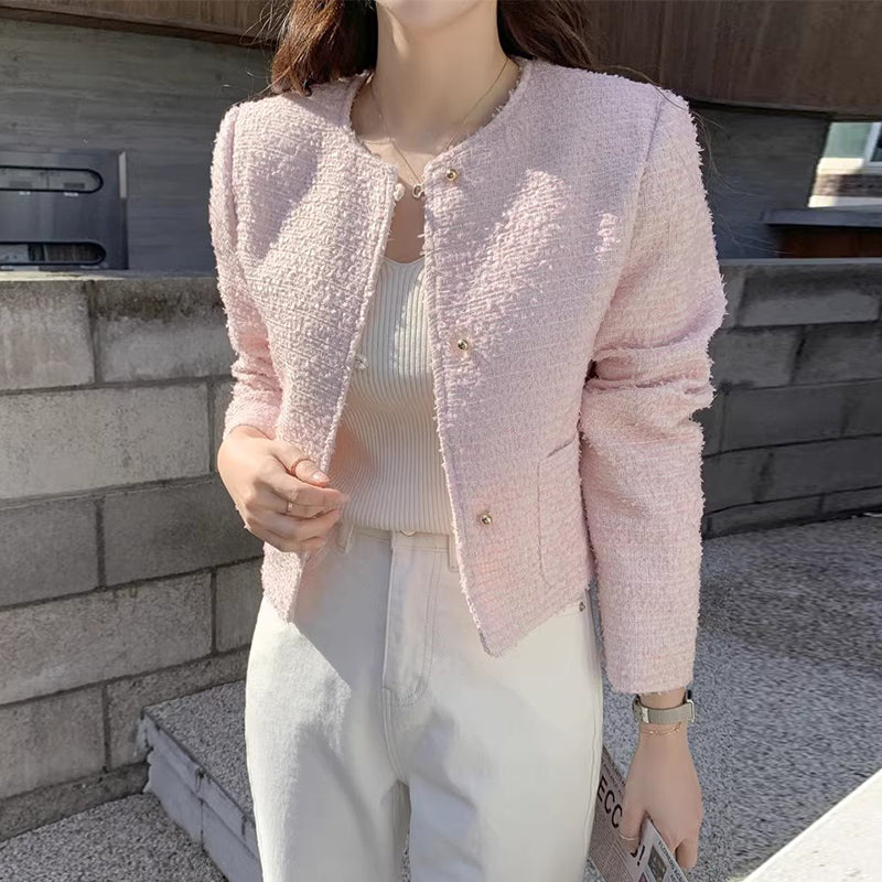 氣質升級圓領毛呢短外套