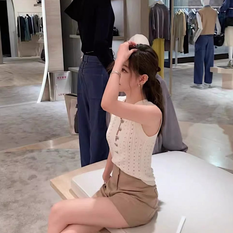 貴氣小簍空無袖針織上衣