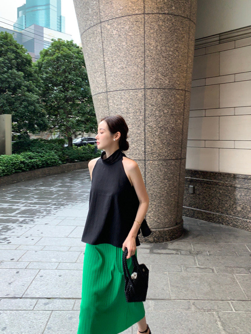 立領後飄帶名媛感上衣