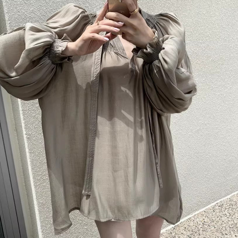 浪漫大澎袖抓褶上衣