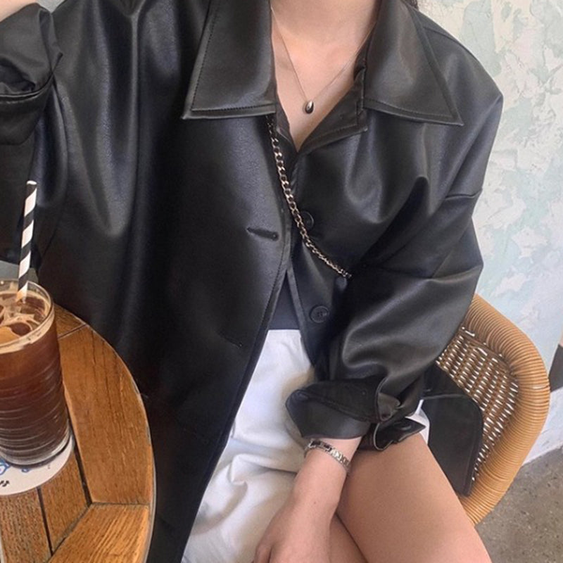 帥氣休閒寬鬆好搭皮外套