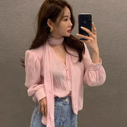 韓劇氣質小姊姊領帶上衣