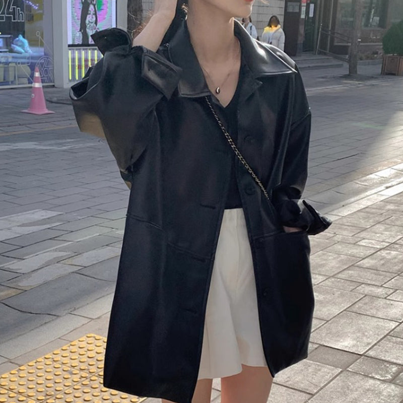 帥氣休閒寬鬆好搭皮外套