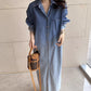 牛仔漸層襯衫式洋裝