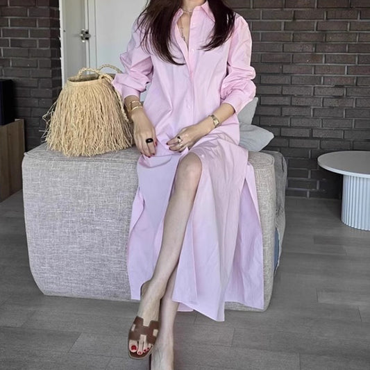 鬆弛感最迷人襯衫式長洋裝