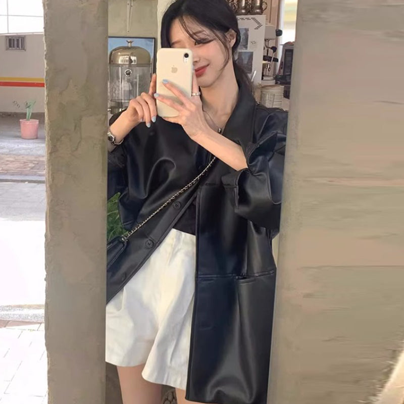 帥氣休閒寬鬆好搭皮外套