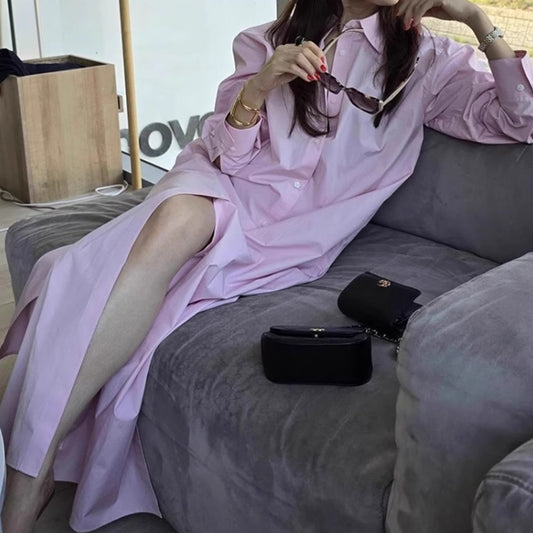 鬆弛感最迷人襯衫式長洋裝