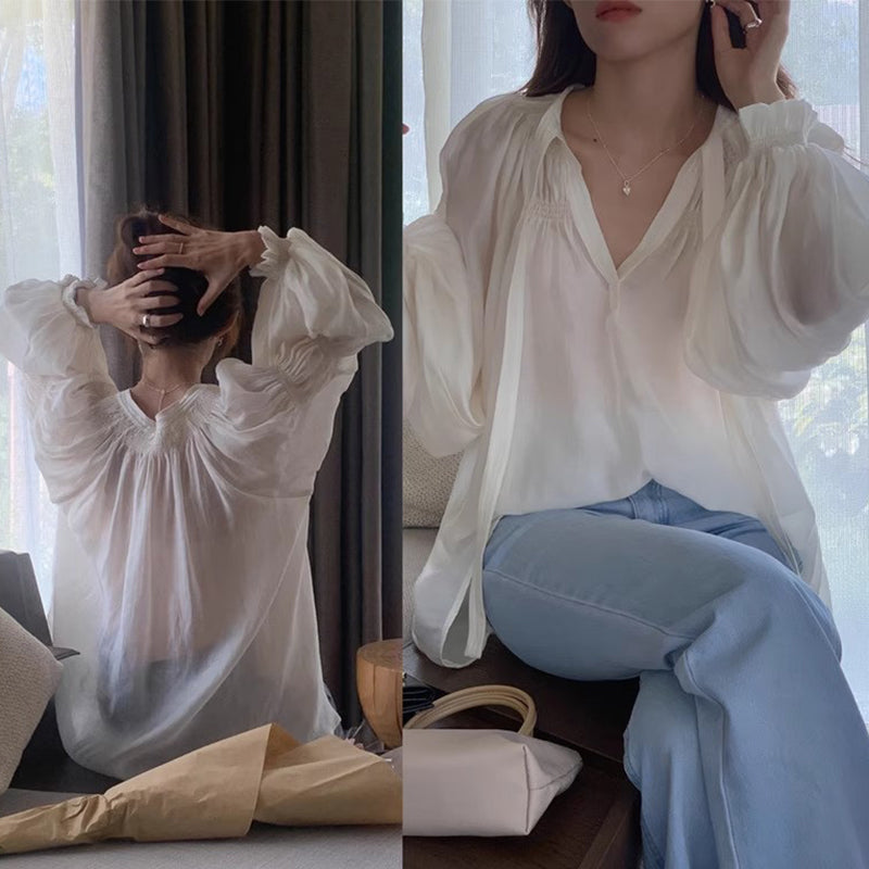 浪漫大澎袖抓褶上衣