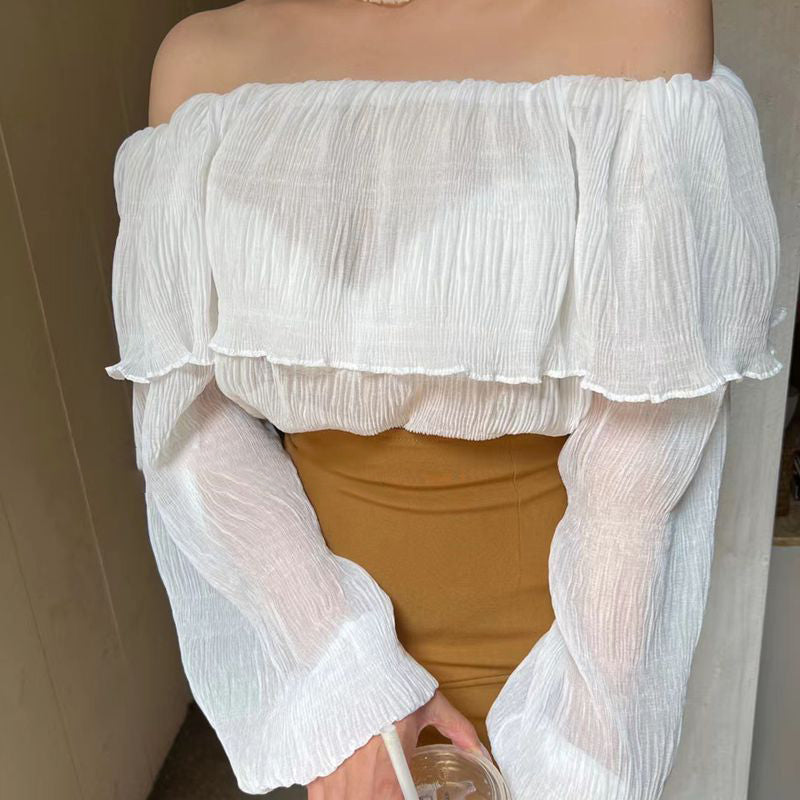 大荷葉露肩女人味上衣