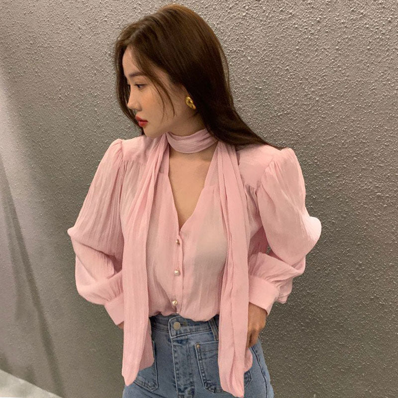 韓劇氣質小姊姊領帶上衣