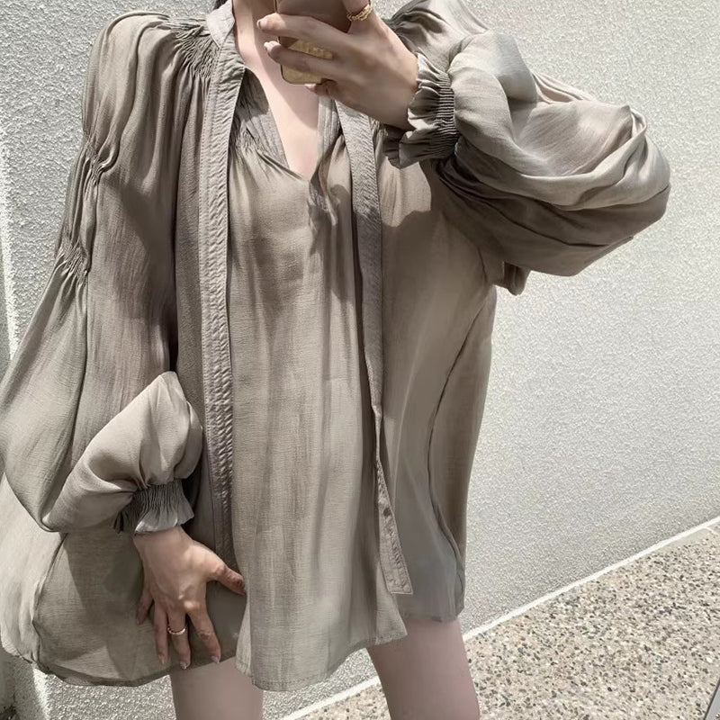 浪漫大澎袖抓褶上衣