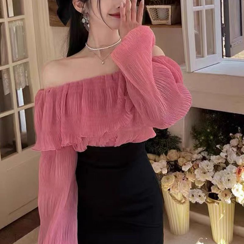 大荷葉露肩女人味上衣