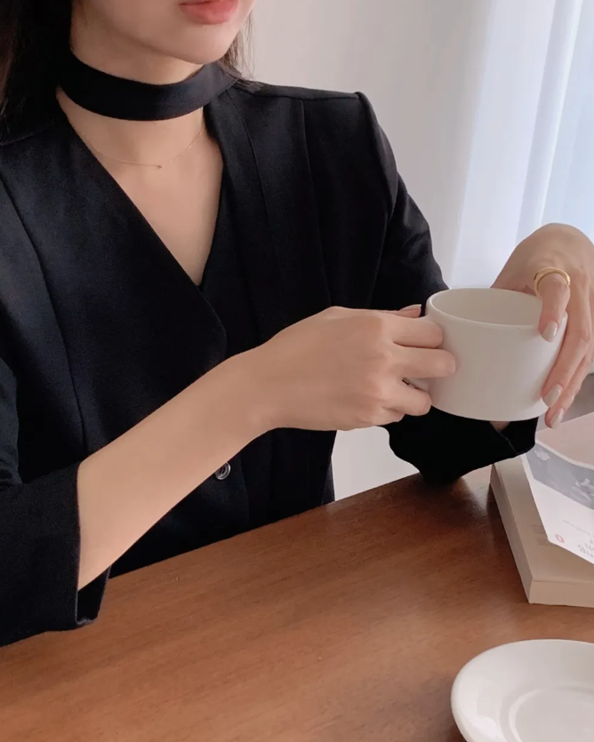 韓范系帶氣質西裝短外套
