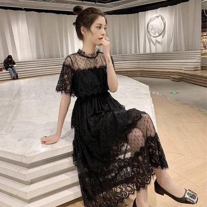 優雅貴氣超美黑色蕾絲洋裝