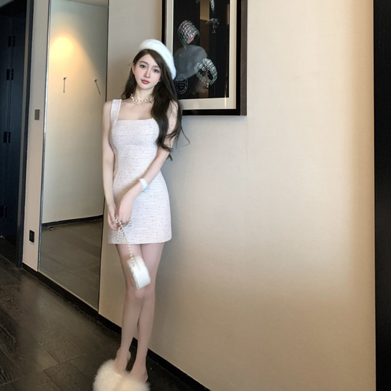最愛儀式感方領甜美小香無袖洋裝+罩衫