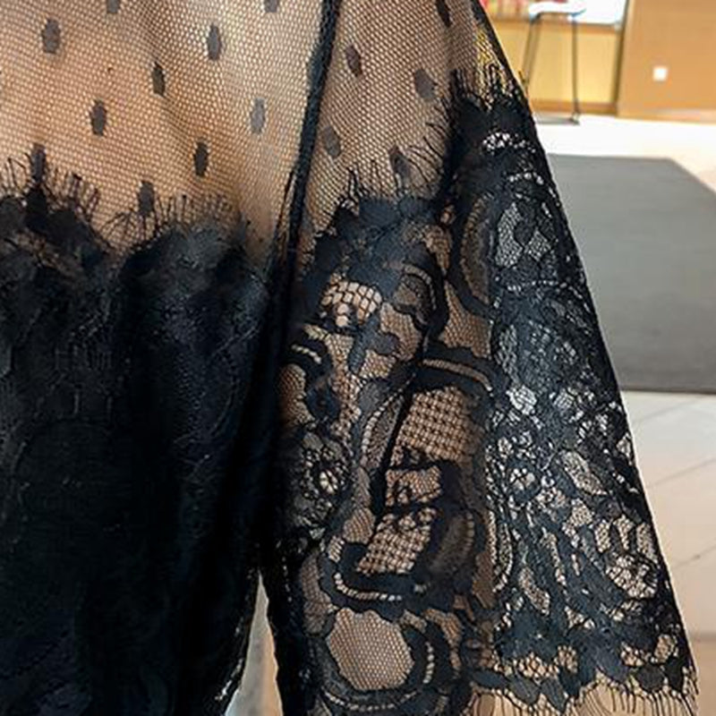優雅貴氣超美黑色蕾絲洋裝