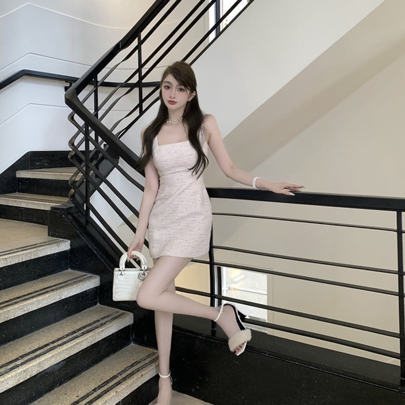 最愛儀式感方領甜美小香無袖洋裝+罩衫