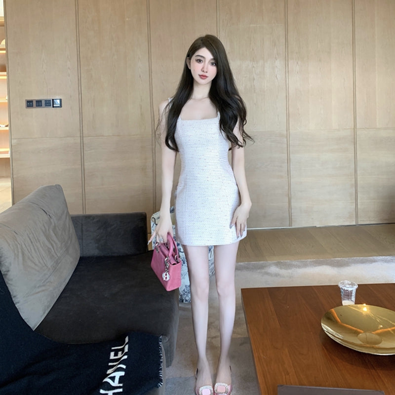 最愛儀式感方領甜美小香無袖洋裝+罩衫
