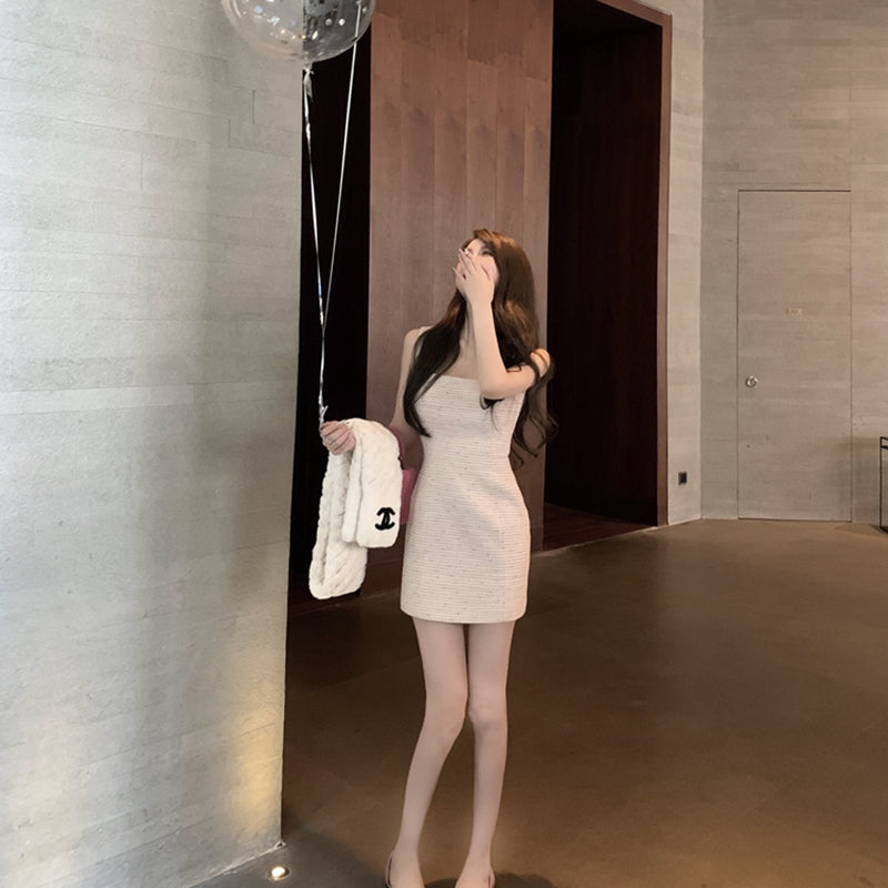 最愛儀式感方領甜美小香無袖洋裝+罩衫