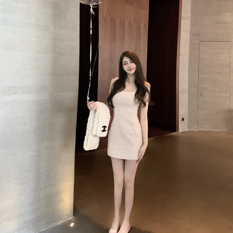 最愛儀式感方領甜美小香無袖洋裝+罩衫